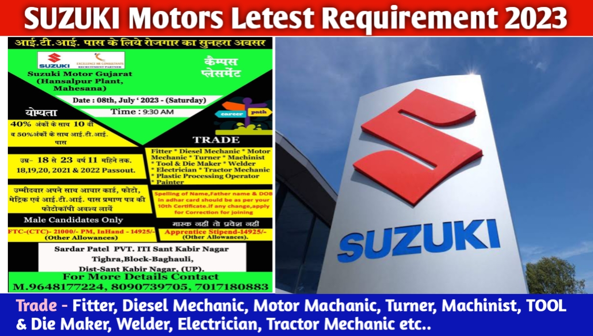 Suzuki Motors Letest Hiring July 2023