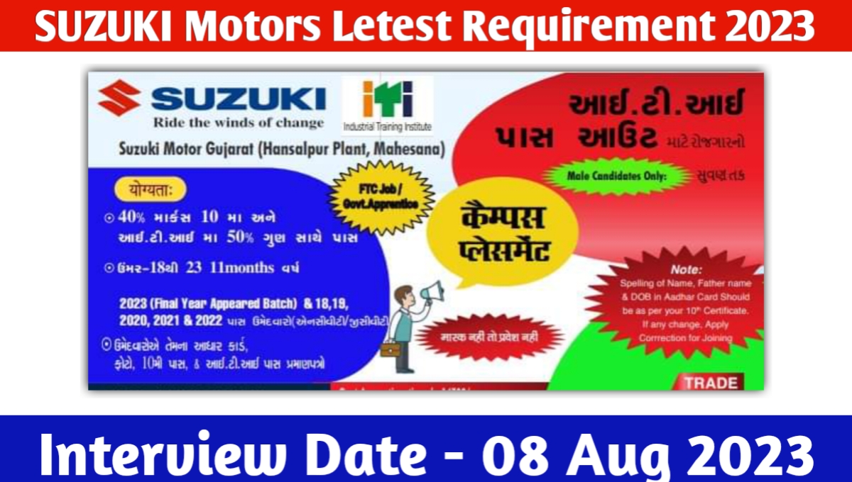 Suzuki Motors Requirement Apply Online